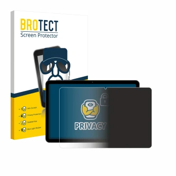 Parte frontal de un envase de producto con el logotipo de la marca BROTECT. Al lado se muestra el dispositivo Tabwee T80 10.1