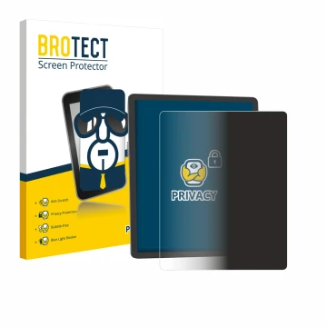 Parte frontal de un envase de producto con el logotipo de la marca BROTECT. Al lado se muestra el dispositivo Amazon Kindle Sc