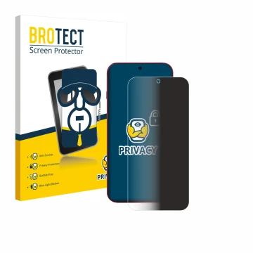 Parte frontal de un envase de producto con el logotipo de la marca BROTECT. Al lado se muestra el dispositivo Oppo Find X9 con