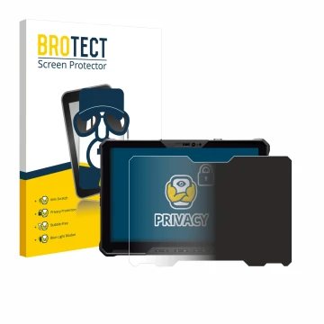 Parte frontal de un envase de producto con el logotipo de la marca BROTECT. Al lado se muestra el dispositivo Dell Pro Rugged 