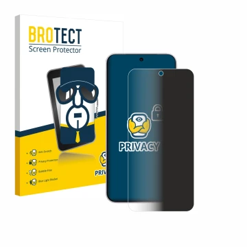 Parte frontal de un envase de producto con el logotipo de la marca BROTECT. Al lado se muestra el dispositivo Vivo X300 con su