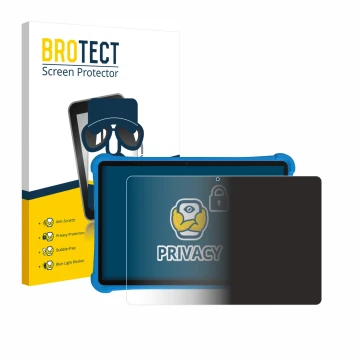 Parte frontal de un envase de producto con el logotipo de la marca BROTECT. Al lado se muestra el dispositivo Alldocube iPlay 