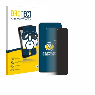 Parte frontal de un envase de producto con el logotipo de la marca BROTECT. Al lado se muestra el dispositivo Xiaomi Redmi Not