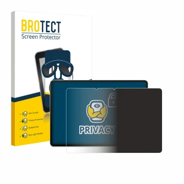 Parte frontal de un envase de producto con el logotipo de la marca BROTECT. Al lado se muestra el dispositivo Huawei MatePad 1