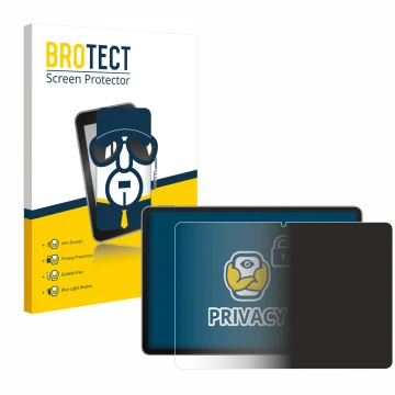 Parte frontal de un envase de producto con el logotipo de la marca BROTECT. Al lado se muestra el dispositivo Huawei MatePad 1