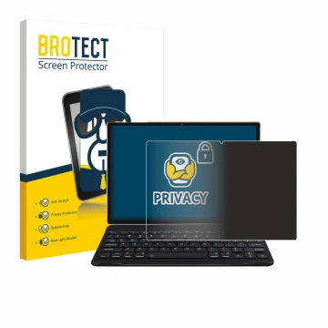 Parte frontal de un envase de producto con el logotipo de la marca BROTECT. Al lado se muestra el dispositivo DEERTiME E9 10.1