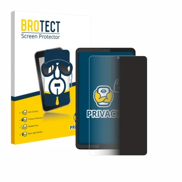 Parte frontal de un envase de producto con el logotipo de la marca BROTECT. Al lado se muestra el dispositivo Lenovo Tab K9 co