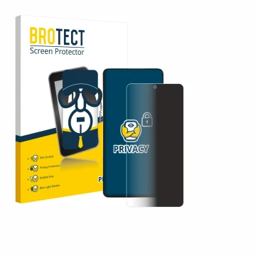 Parte frontal de un envase de producto con el logotipo de la marca BROTECT. Al lado se muestra el dispositivo Motorola Signatu