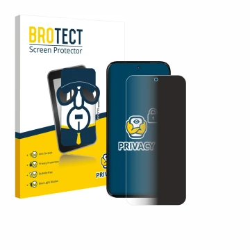 Parte frontal de un envase de producto con el logotipo de la marca BROTECT. Al lado se muestra el dispositivo Motorola Moto G6