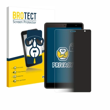 Parte frontal de un envase de producto con el logotipo de la marca BROTECT. Al lado se muestra el dispositivo Logicom Tab 80 8