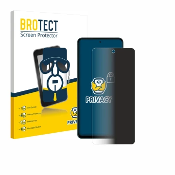 Parte frontal de un envase de producto con el logotipo de la marca BROTECT. Al lado se muestra el dispositivo Oppo A5 4G con s