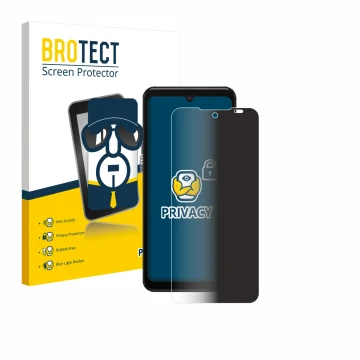 Parte frontal de un envase de producto con el logotipo de la marca BROTECT. Al lado se muestra el dispositivo Sunmi M3 con su 