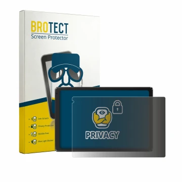 Parte frontal de un envase de producto con el logotipo de la marca BROTECT. Al lado se muestra el dispositivo Laptok Tablet 10