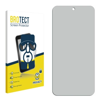 Parte frontal de un envase de producto con el logotipo de la marca BROTECT. Al lado está el protector de pantalla correspondie
