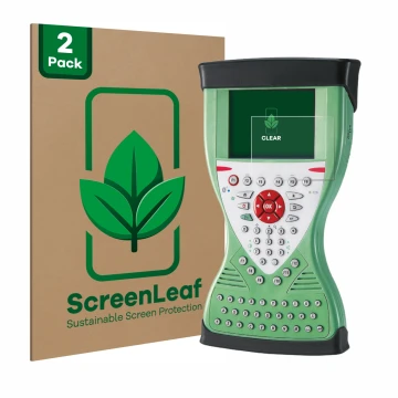 Parte frontal de un envase de producto con el logotipo de la marca ScreenLeaf. Al lado se muestra el dispositivo Leica Viva Co