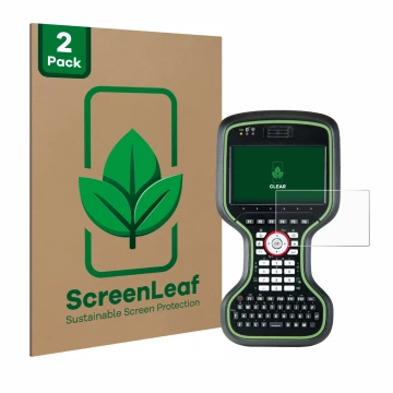 Parte frontal de un envase de producto con el logotipo de la marca ScreenLeaf. Al lado se muestra el dispositivo Leica CS20 3.