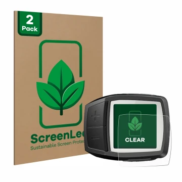 Parte frontal de un envase de producto con el logotipo de la marca ScreenLeaf. Al lado se muestra el dispositivo Bosch Purion 