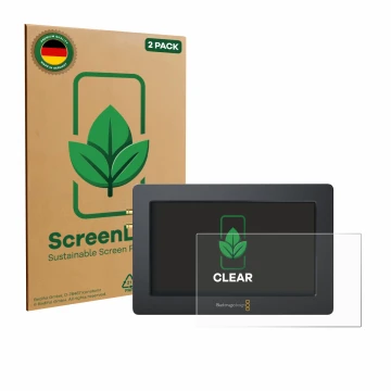 Parte frontal de un envase de producto con el logotipo de la marca ScreenLeaf. Al lado se muestra el dispositivo Blackmagic De