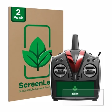 Parte frontal de un envase de producto con el logotipo de la marca ScreenLeaf. Al lado se muestra el dispositivo VBar Control 