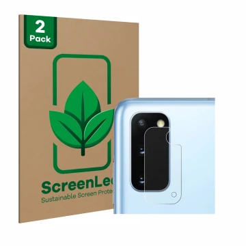 Parte frontal de un envase de producto con el logotipo de la marca ScreenLeaf. Al lado se muestra el dispositivo Samsung Galax