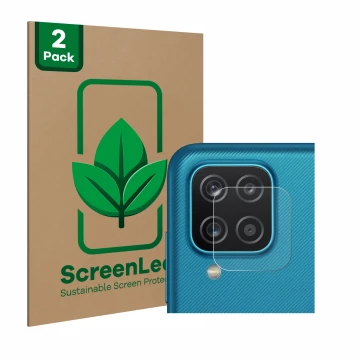Parte frontal de un envase de producto con el logotipo de la marca ScreenLeaf. Al lado se muestra el dispositivo Samsung Galax