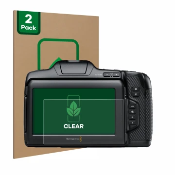 Parte frontal de un envase de producto con el logotipo de la marca ScreenLeaf. Al lado se muestra el dispositivo Blackmagic Po