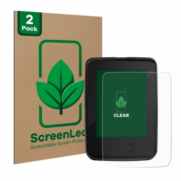 Parte frontal de un envase de producto con el logotipo de la marca ScreenLeaf. Al lado se muestra el dispositivo Giant RideDas