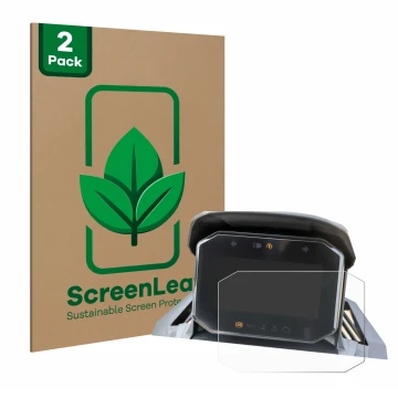 Parte frontal de un envase de producto con el logotipo de la marca ScreenLeaf. Al lado se muestra el dispositivo Honda ADV350 