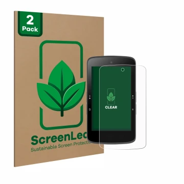 Parte frontal de un envase de producto con el logotipo de la marca ScreenLeaf. Al lado se muestra el dispositivo Bryton Rider 
