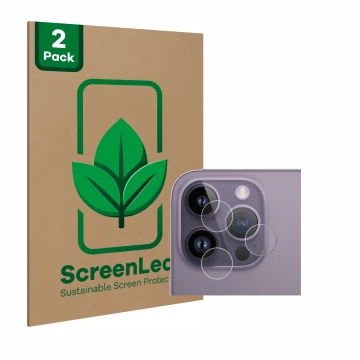 Parte frontal de un envase de producto con el logotipo de la marca ScreenLeaf. Al lado se muestra el dispositivo Apple iPhone 