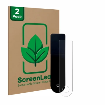 Parte frontal de un envase de producto con el logotipo de la marca ScreenLeaf. Al lado se muestra el dispositivo Xiaomi Mi 3 E