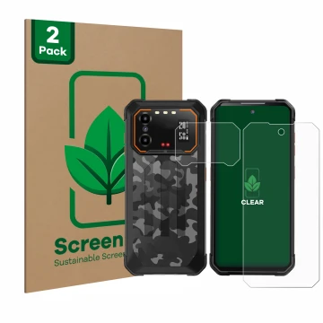 Parte frontal de un envase de producto con el logotipo de la marca ScreenLeaf. Al lado se muestra el dispositivo iiiF150 B1 Pr