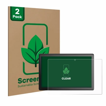 Parte frontal de un envase de producto con el logotipo de la marca ScreenLeaf. Al lado se muestra el dispositivo emporia TAB 1