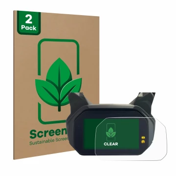Parte frontal de un envase de producto con el logotipo de la marca ScreenLeaf. Al lado se muestra el dispositivo BMW C400 GT T
