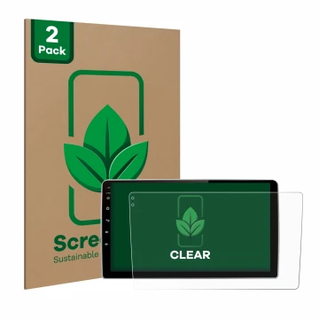 Parte frontal de un envase de producto con el logotipo de la marca ScreenLeaf. Al lado se muestra el dispositivo Junsun V1 pro
