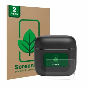 Parte frontal de un envase de producto con el logotipo de la marca ScreenLeaf. Al lado se muestra el dispositivo JBL Tour Pro 