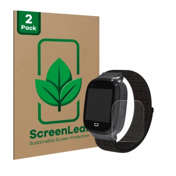 Parte frontal de un envase de producto con el logotipo de la marca ScreenLeaf. Al lado se muestra el dispositivo Pthtechus 4G 