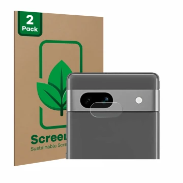 Parte frontal de un envase de producto con el logotipo de la marca ScreenLeaf. Al lado se muestra el dispositivo Google Pixel 