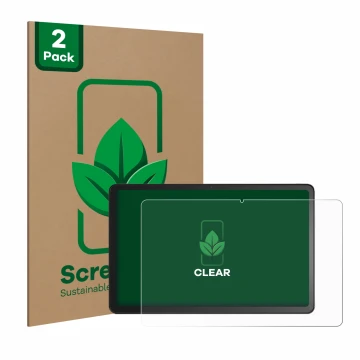 Parte frontal de un envase de producto con el logotipo de la marca ScreenLeaf. Al lado se muestra el dispositivo Amazon Fire M