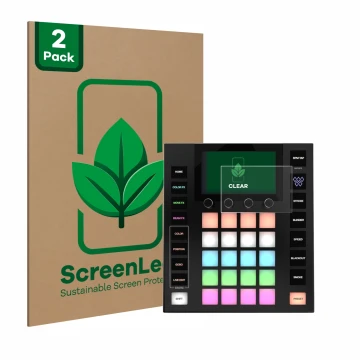 Parte frontal de un envase de producto con el logotipo de la marca ScreenLeaf. Al lado se muestra el dispositivo Wolfmix W1 co