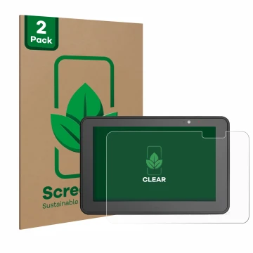 Parte frontal de un envase de producto con el logotipo de la marca ScreenLeaf. Al lado se muestra el dispositivo Zebra ET56 8.