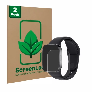 Parte frontal de un envase de producto con el logotipo de la marca ScreenLeaf. Al lado se muestra el dispositivo Xiaomi Redmi 