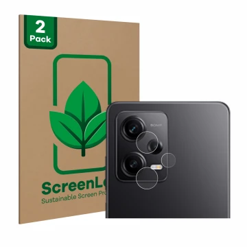 Parte frontal de un envase de producto con el logotipo de la marca ScreenLeaf. Al lado se muestra el dispositivo Xiaomi Redmi 