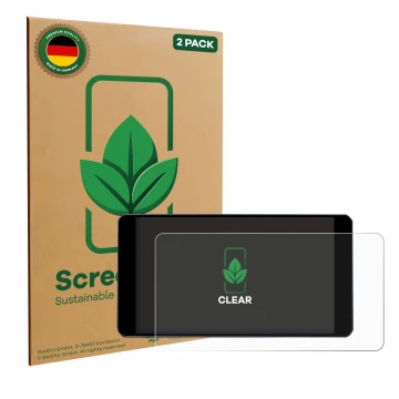 Parte frontal de un envase de producto con el logotipo de la marca ScreenLeaf. Al lado se muestra el dispositivo Zontes 350D c