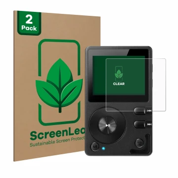 Parte frontal de un envase de producto con el logotipo de la marca ScreenLeaf. Al lado se muestra el dispositivo Hifi Walker H