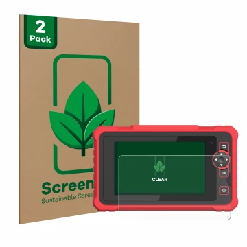 Parte frontal de un envase de producto con el logotipo de la marca ScreenLeaf. Al lado se muestra el dispositivo Launch CRP 35