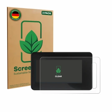 Parte frontal de un envase de producto con el logotipo de la marca ScreenLeaf. Al lado se muestra el dispositivo Shimano Steps
