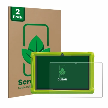 Parte frontal de un envase de producto con el logotipo de la marca ScreenLeaf. Al lado se muestra el dispositivo Clementoni Cl