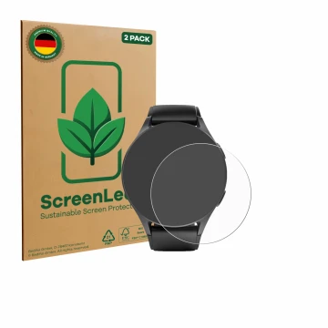 Parte frontal de un envase de producto con el logotipo de la marca ScreenLeaf. Al lado se muestra el dispositivo Hama 8900 (42