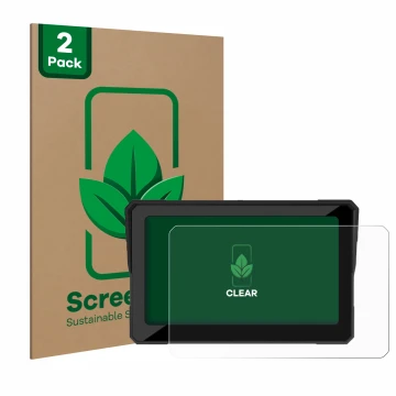 Parte frontal de un envase de producto con el logotipo de la marca ScreenLeaf. Al lado se muestra el dispositivo Carpuride W70